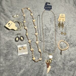 White Colored/Toned Jewelry Lot Of 10 Pieces